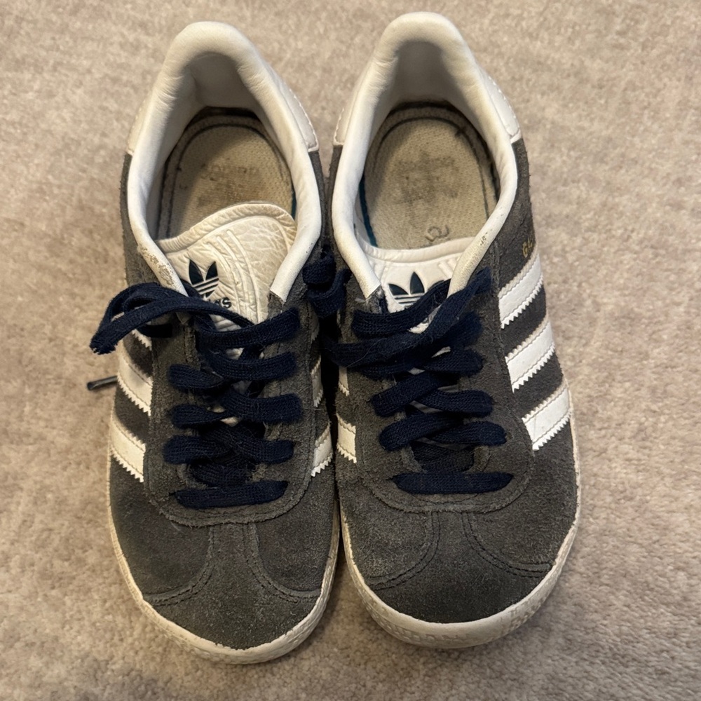 Adidas Gazelle Dark Blue and White Suede Sneakers (kids size 12)